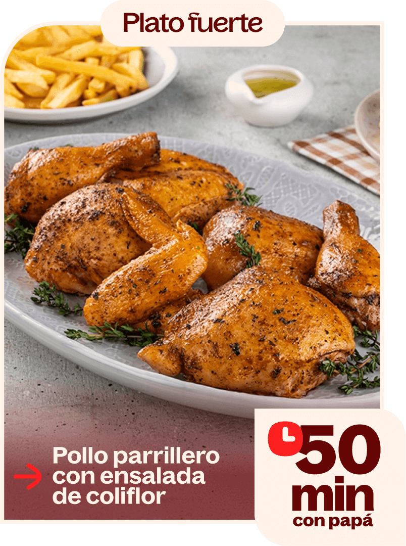 Pollo parrillero con ensalada de coliflor
